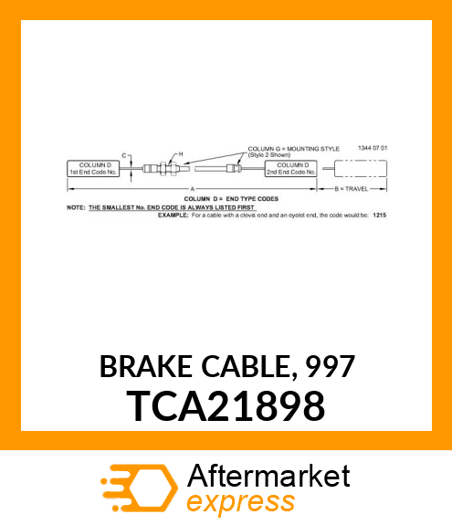 BRAKE CABLE, 997 TCA21898