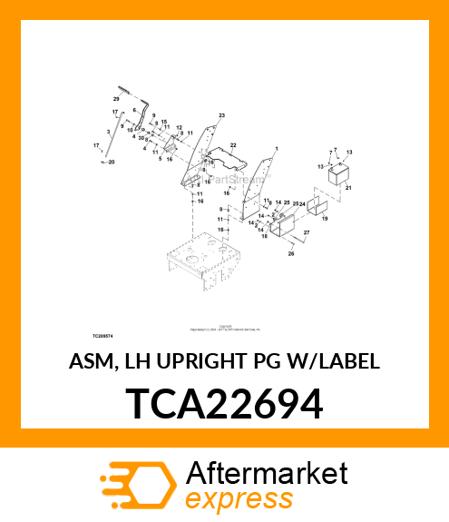 ASM, LH UPRIGHT PG W/LABEL TCA22694