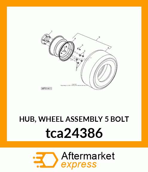 HUB, WHEEL ASSEMBLY 5 BOLT tca24386