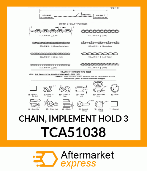 CHAIN, IMPLEMENT HOLD 3 TCA51038