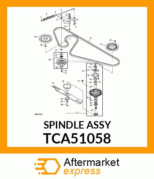SPINDLE, COMMERCIAL SPINDLE ASSY W TCA51058