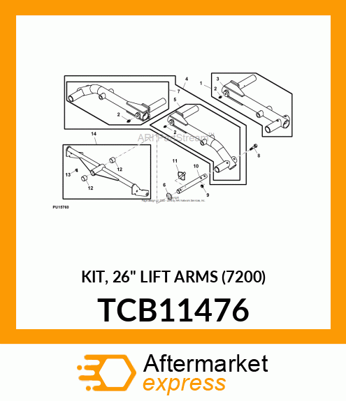 KIT, 26" LIFT ARMS (7200) TCB11476