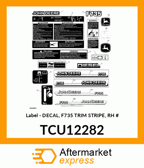 Label - DECAL, F735 TRIM STRIPE, RH # TCU12282