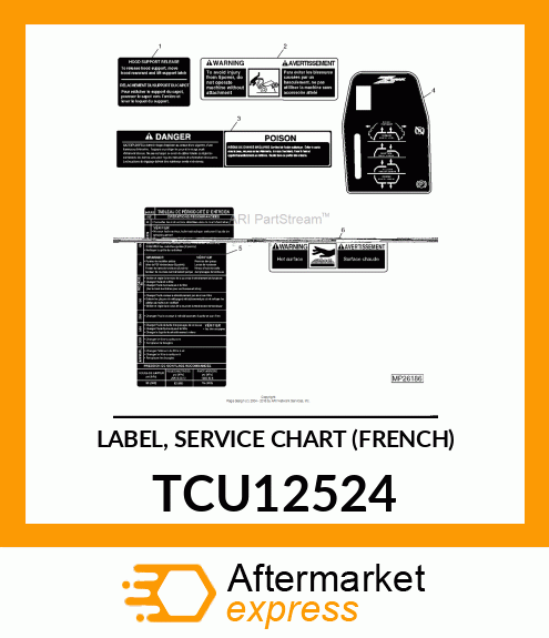 LABEL, SERVICE CHART (FRENCH) TCU12524