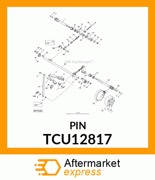 PIN, 10H11X65X61.50 CLEVIS TCU12817