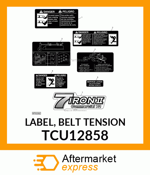 LABEL, BELT TENSION TCU12858