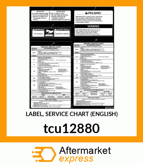 LABEL, SERVICE CHART (ENGLISH) tcu12880