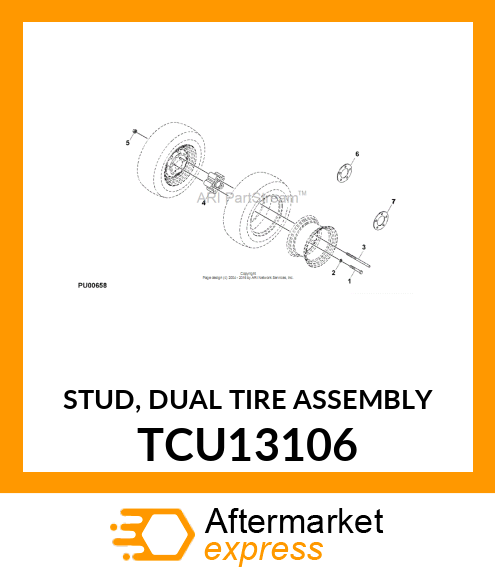 STUD, DUAL TIRE ASSEMBLY TCU13106