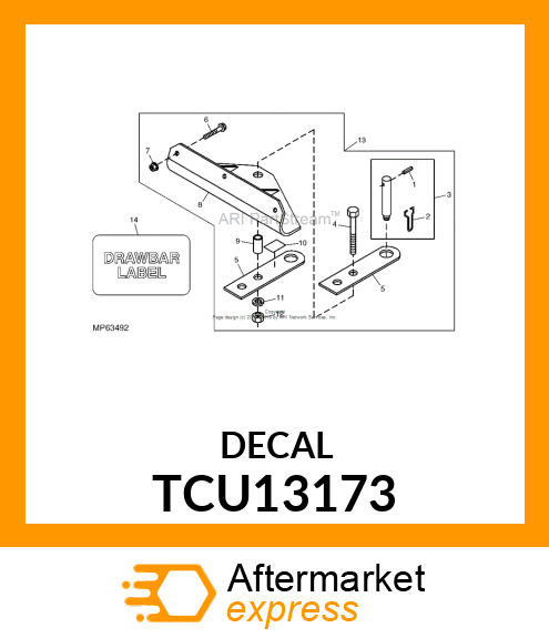 DECAL, DRAWBAR TCU13173