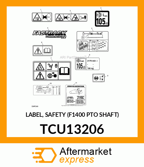 LABEL, SAFETY (F1400 PTO SHAFT) TCU13206