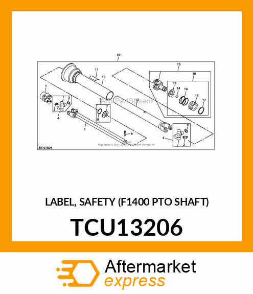 LABEL, SAFETY (F1400 PTO SHAFT) TCU13206