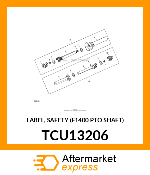 LABEL, SAFETY (F1400 PTO SHAFT) TCU13206