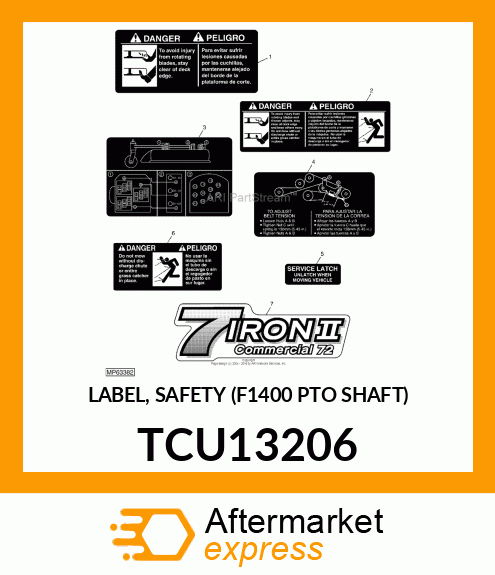 LABEL, SAFETY (F1400 PTO SHAFT) TCU13206