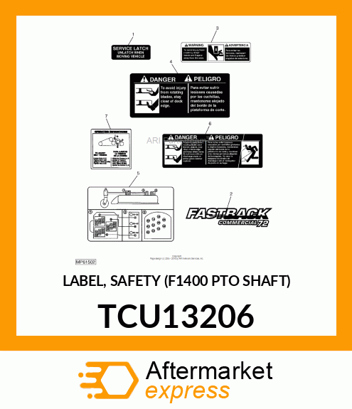 LABEL, SAFETY (F1400 PTO SHAFT) TCU13206