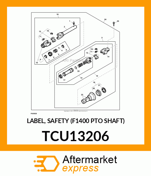 LABEL, SAFETY (F1400 PTO SHAFT) TCU13206