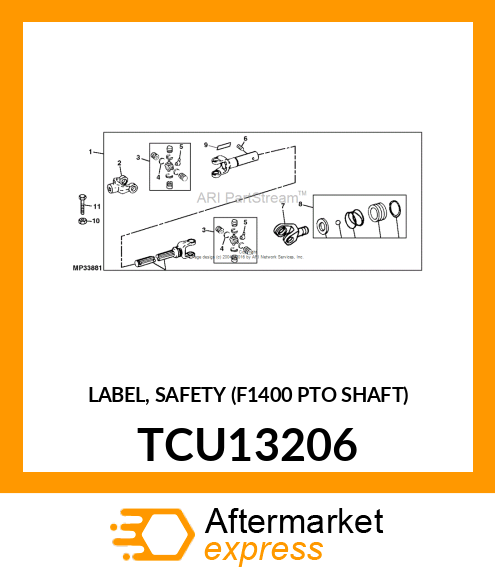 LABEL, SAFETY (F1400 PTO SHAFT) TCU13206