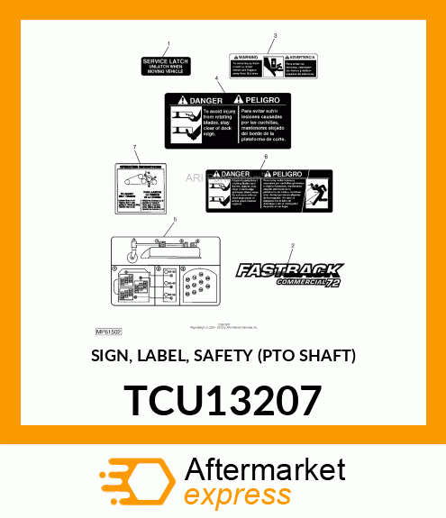 SIGN, LABEL, SAFETY (PTO SHAFT) TCU13207