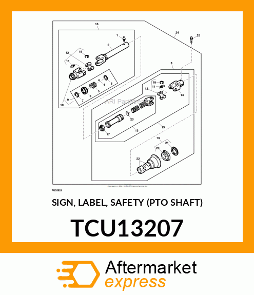 SIGN, LABEL, SAFETY (PTO SHAFT) TCU13207