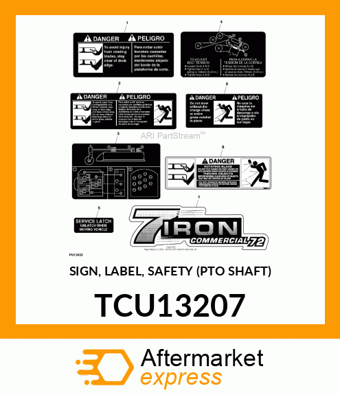 SIGN, LABEL, SAFETY (PTO SHAFT) TCU13207