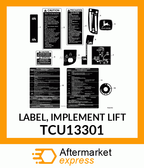 LABEL, IMPLEMENT LIFT TCU13301