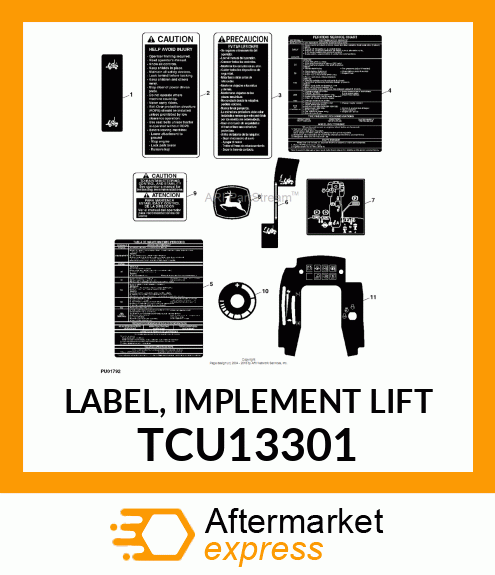 LABEL, IMPLEMENT LIFT TCU13301