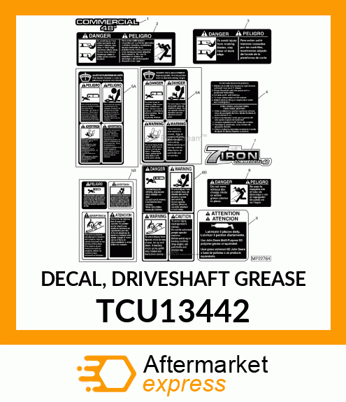 DECAL, DRIVESHAFT GREASE TCU13442