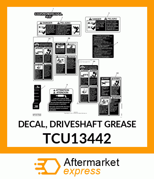 DECAL, DRIVESHAFT GREASE TCU13442