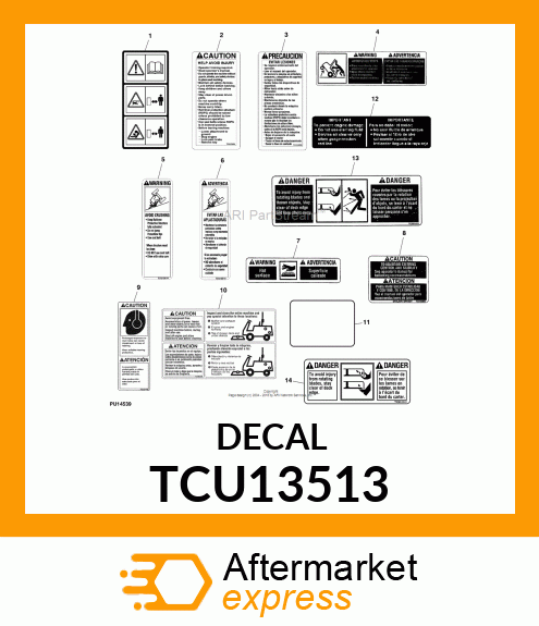 LABEL, WARNING (ENG/SP) TCU13513