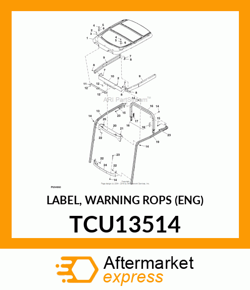 LABEL, WARNING ROPS (ENG) TCU13514