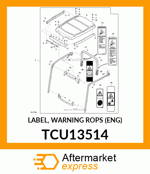 LABEL, WARNING ROPS (ENG) TCU13514