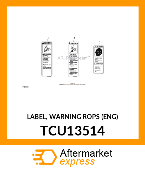 LABEL, WARNING ROPS (ENG) TCU13514