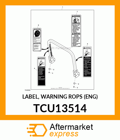 LABEL, WARNING ROPS (ENG) TCU13514