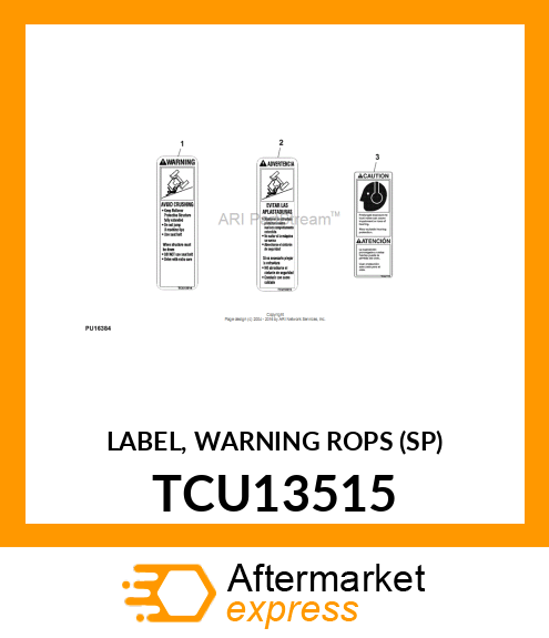 LABEL, WARNING ROPS (SP) TCU13515