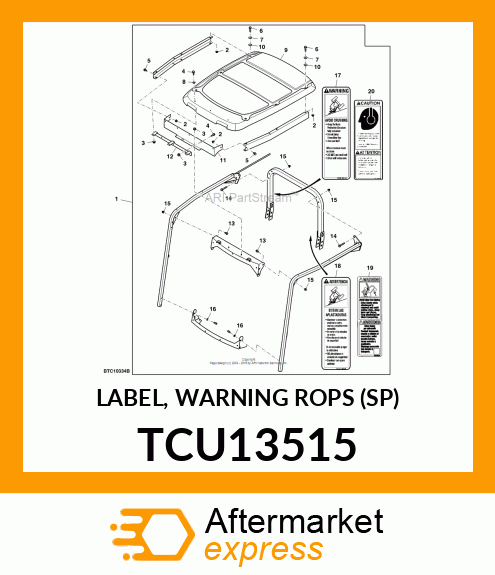 LABEL, WARNING ROPS (SP) TCU13515