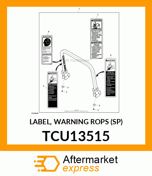 LABEL, WARNING ROPS (SP) TCU13515