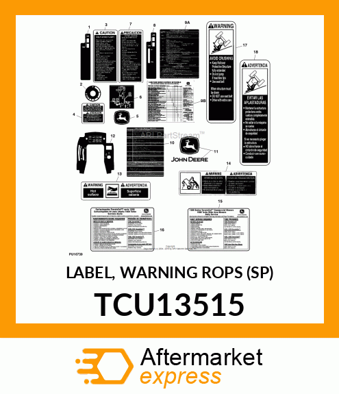 LABEL, WARNING ROPS (SP) TCU13515