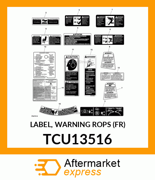 LABEL, WARNING ROPS (FR) TCU13516