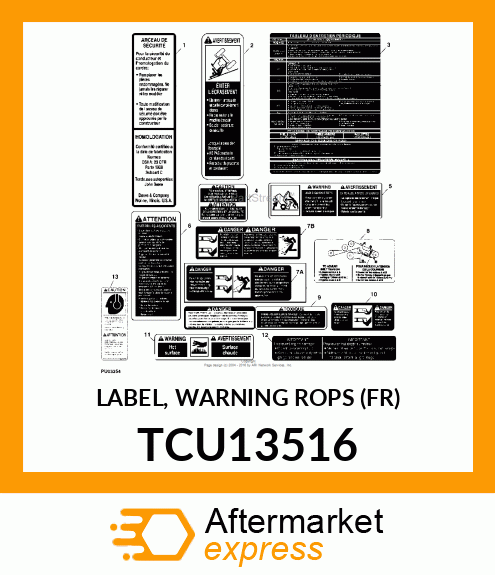 LABEL, WARNING ROPS (FR) TCU13516