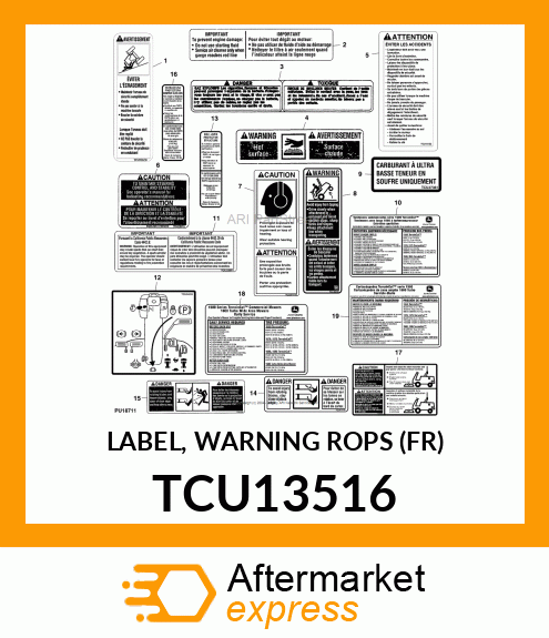 LABEL, WARNING ROPS (FR) TCU13516