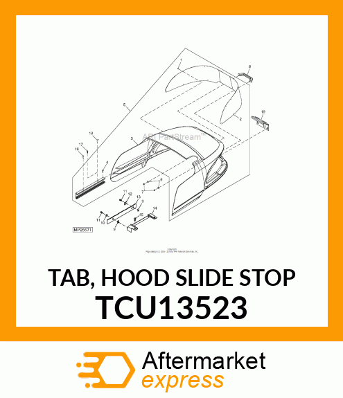 TAB, HOOD SLIDE STOP TCU13523