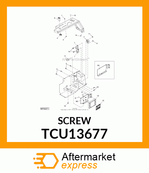 SCREW, #8X3/4 UNSL HEX WSH HD PLAST TCU13677