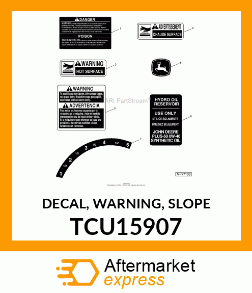 DECAL, WARNING, SLOPE TCU15907