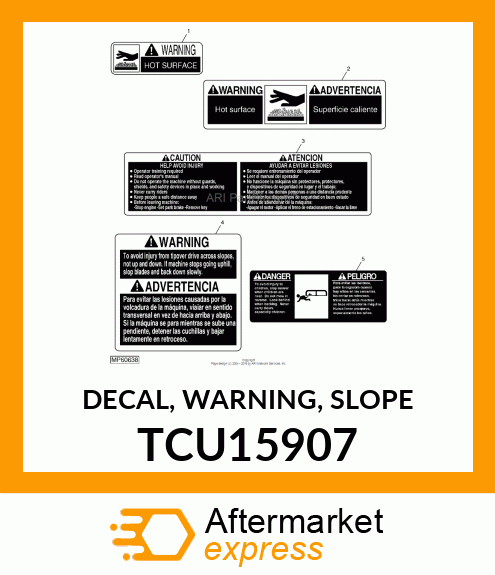 DECAL, WARNING, SLOPE TCU15907