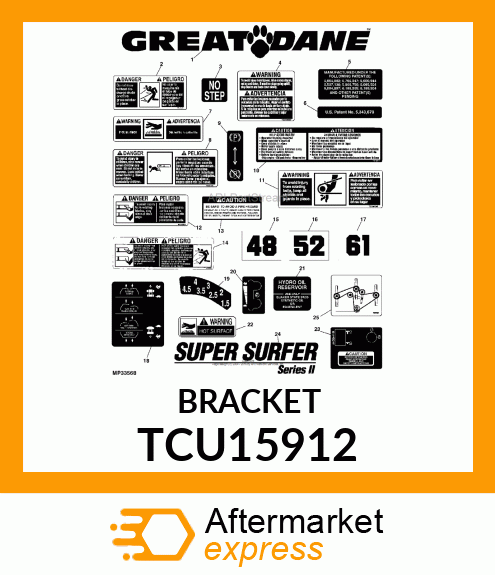 DECAL, CUT HEIGHT, RH TCU15912