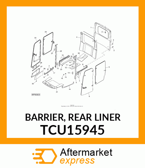 BARRIER, REAR LINER TCU15945