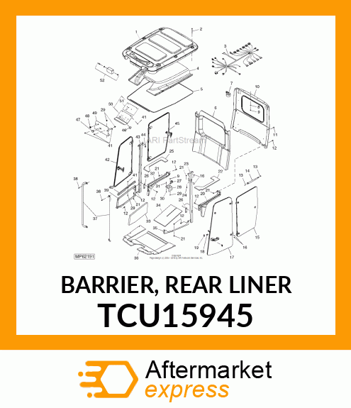 BARRIER, REAR LINER TCU15945