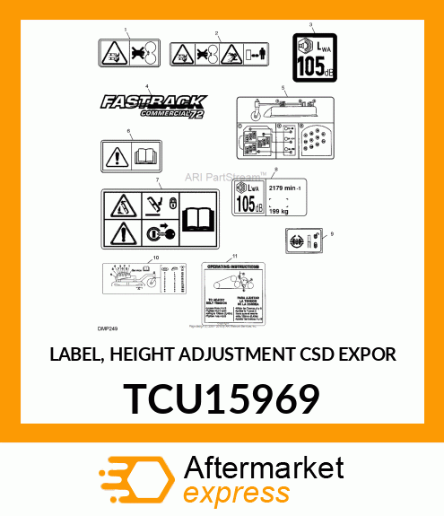 LABEL, HEIGHT ADJUSTMENT CSD EXPOR TCU15969