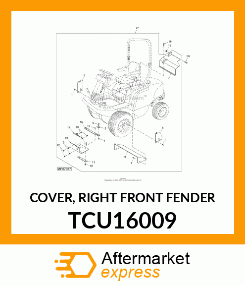 COVER, RIGHT FRONT FENDER TCU16009