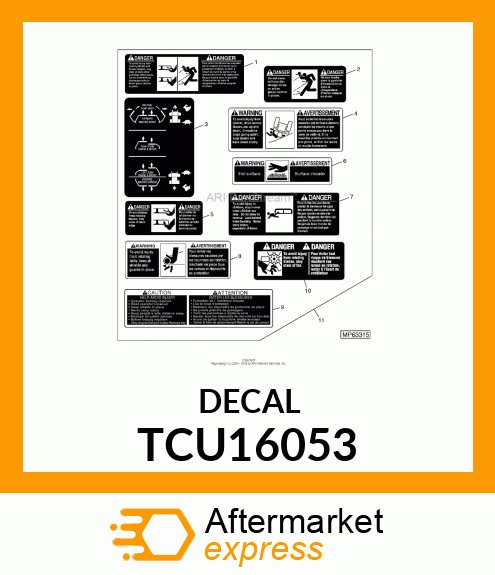 LABEL, DIRECTION CONTROL ENG./FREN TCU16053