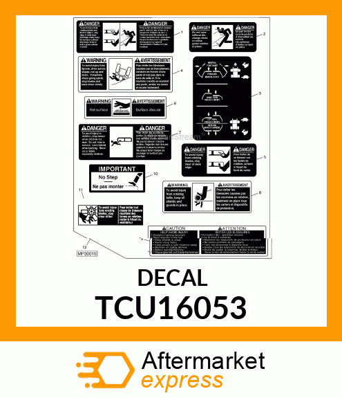 LABEL, DIRECTION CONTROL ENG./FREN TCU16053